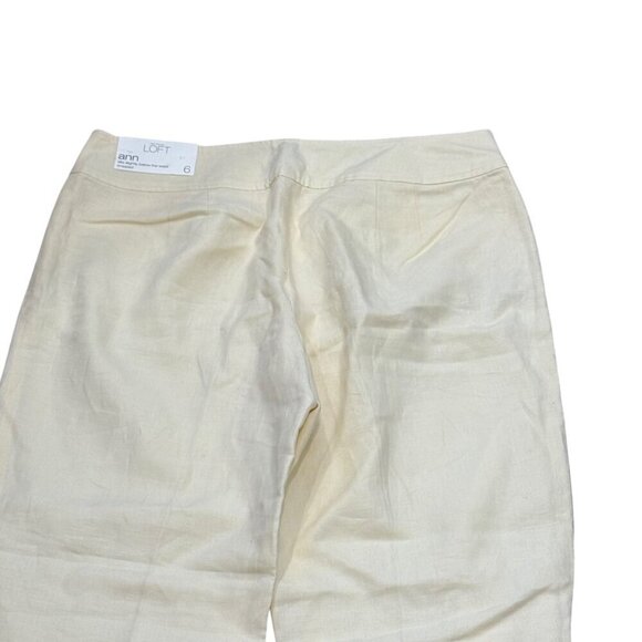 Ann Taylor Loft Womens Linen Blend Cropped Cuffed Pants Size 6 Cream New - Picture 10 of 10